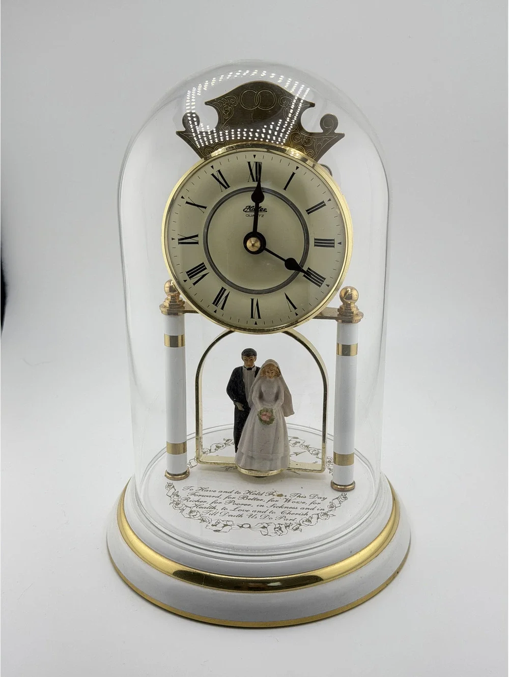 Vintage Haller W. Germany Quartz Wedding Anniversary glass Dome Clock working